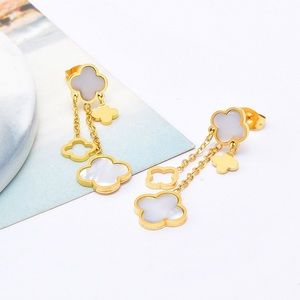 New Fashion Four-leaf Clover Earrings 14k Gold plated